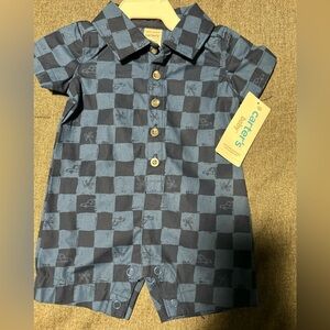 Carters baby boy checkers cotton romper